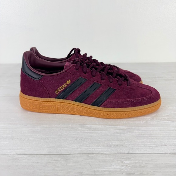 NEW Adidas Handball Spezial Sneakers Men Size 6.5 Womens 8 Burgundy Suede Black - Picture 2 of 13